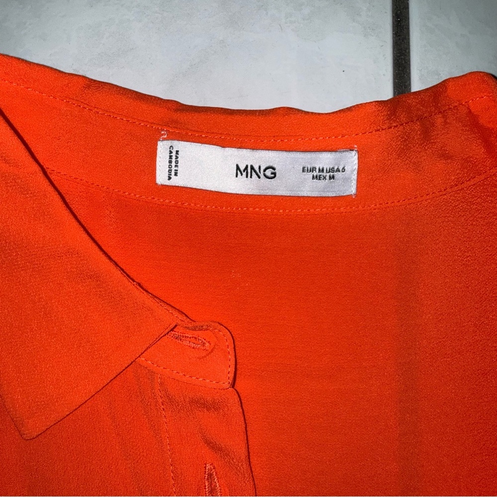 Mango Bright Orange Collared Blouse - Picture 3 of 4
